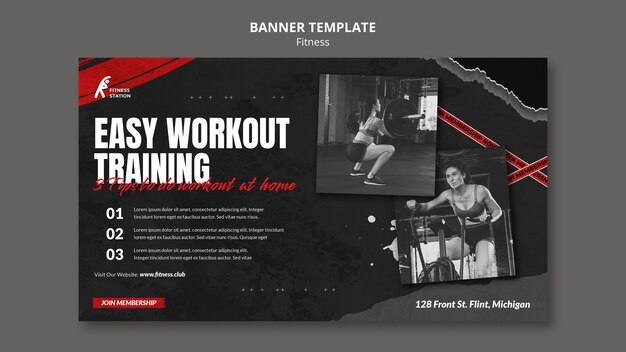 Szablon transparentu poziomego treningu fitness