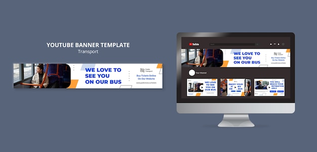 Szablon Transparentu Youtube Transportu Publicznego Z Geometrycznymi Kształtami