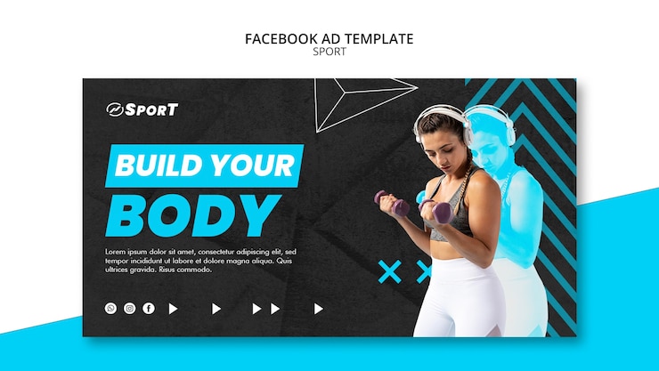Bezpłatny plik PSD szablon treningu fitness na facebooku