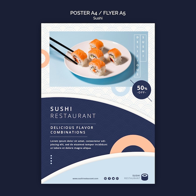 Bezpłatny plik PSD szablon ulotki dla restauracji sushi