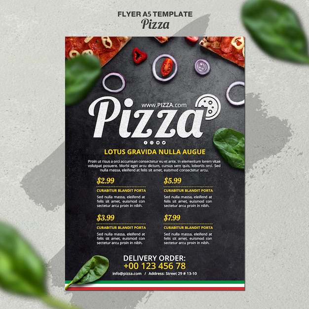 Bezpłatny plik PSD szablon ulotki dla włoskiej pizzerii