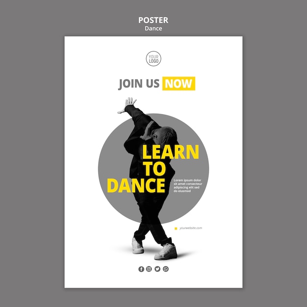 Bezpłatny plik PSD szablon ulotki do lekcji tańca