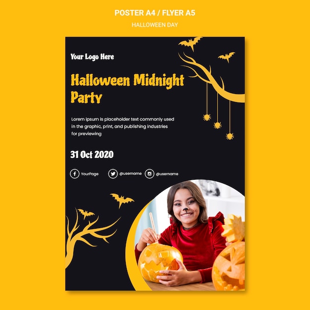 Bezpłatny plik PSD szablon ulotki halloween party