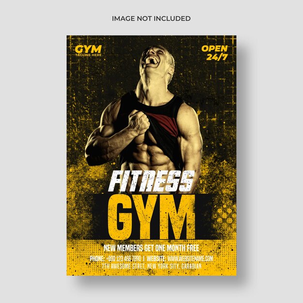 Szablon ulotki i plakatu fitness na siłowni