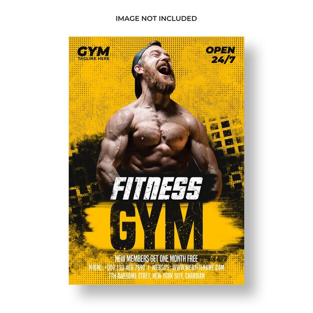 Szablon ulotki i plakatu fitness na siłowni