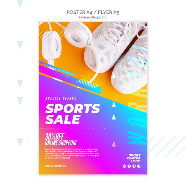 Szablon ulotki internetowej sprzedaży sportowej