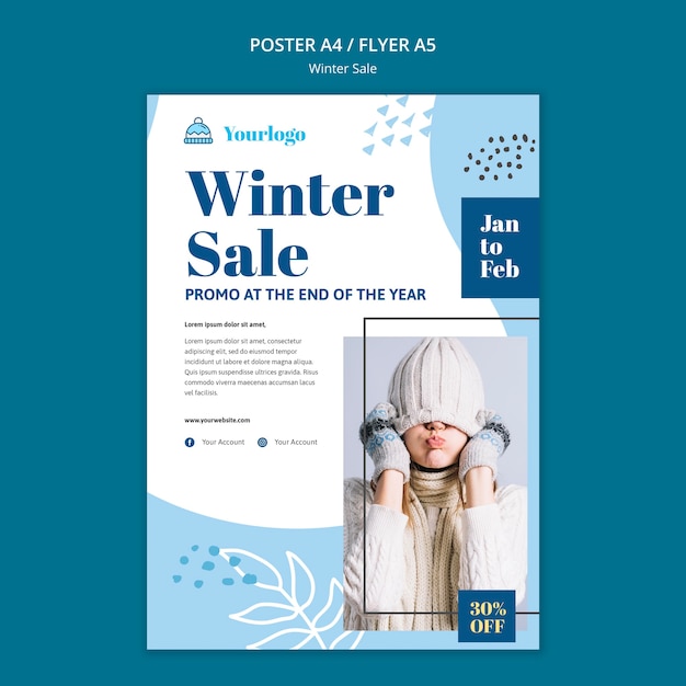 Bezpłatny plik PSD szablon ulotki kolekcji zimowej sprzedaży