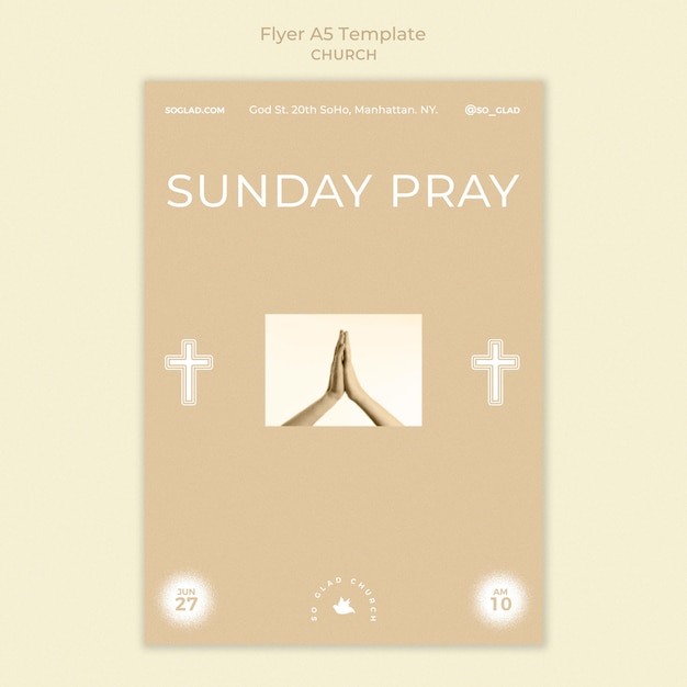 Bezpłatny plik PSD szablon ulotki monochromatycznej kościoła