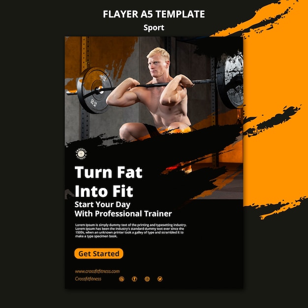 Szablon ulotki pionowej zajęć sportowych i fitness