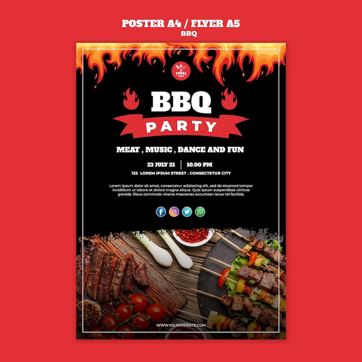 Bezpłatny plik PSD szablon ulotki plakat grill koncepcja