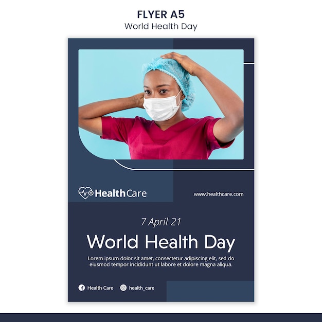 Bezpłatny plik PSD szablon ulotki światowego dnia zdrowia ze zdjęciem