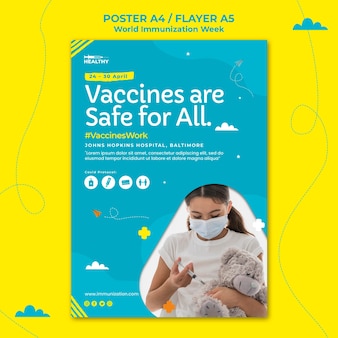 Szablon ulotki światowego tygodnia szczepień