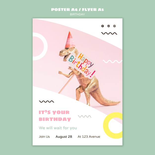 Bezpłatny plik PSD szablon ulotki z okazji urodzin