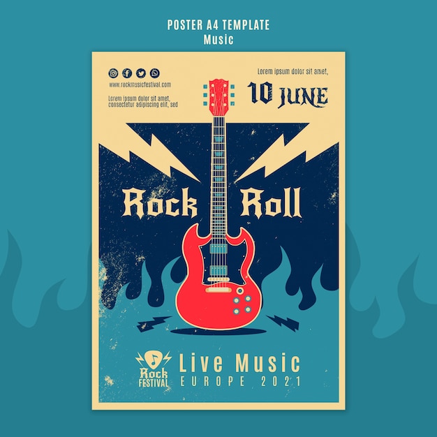 Szablon wydruku festiwalu muzyki rockowej