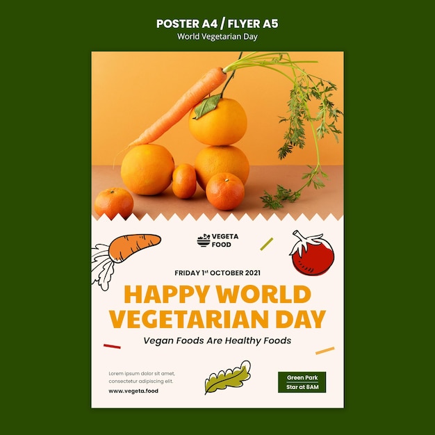 Bezpłatny plik PSD szablon wydruku światowego dnia wegetariańskiego