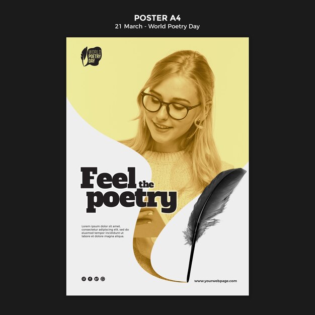 Szablon wydruku wydarzeń światowego dnia poezji