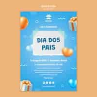 Bezpłatny plik PSD szablon zaproszenia dia dos pais z balonami i sercami