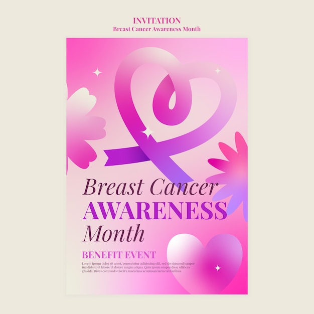 Bezpłatny plik PSD szablon zaproszenia na miesiąc świadomości raka piersi