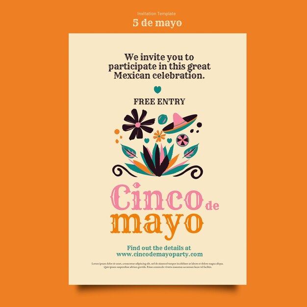 Szablon zaproszenia na obchody cinco de mayo