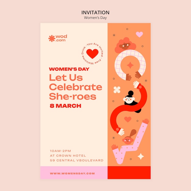 Bezpłatny plik PSD szablon zaproszenia na obchody dnia kobiet