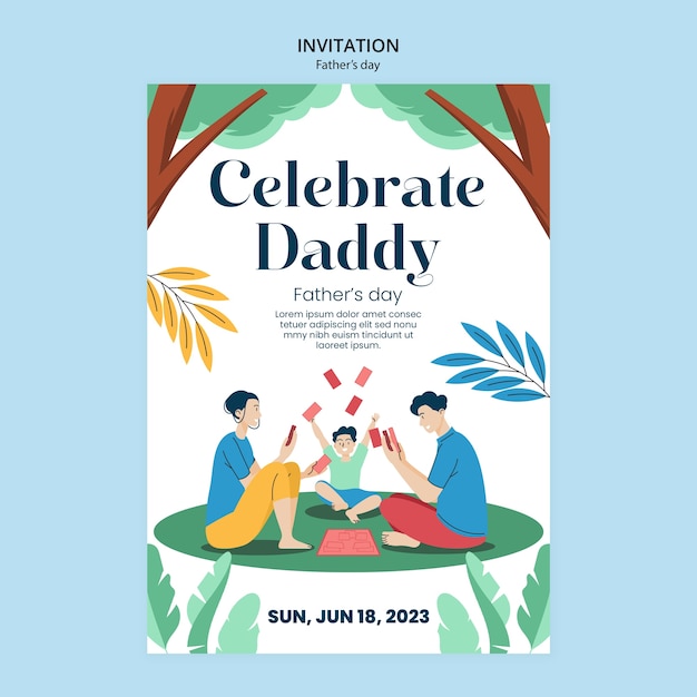 Bezpłatny plik PSD szablon zaproszenia na obchody dnia ojca