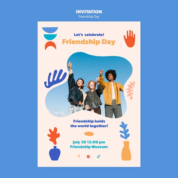Bezpłatny plik PSD szablon zaproszenia na obchody dnia przyjaźni