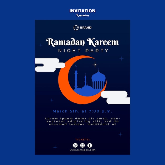 Bezpłatny plik PSD szablon zaproszenia na obchody ramadanu