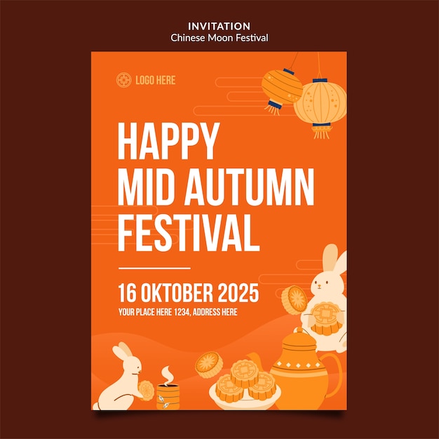 Bezpłatny plik PSD szablon zaproszenia na uroczystość festiwalu w połowie jesieni