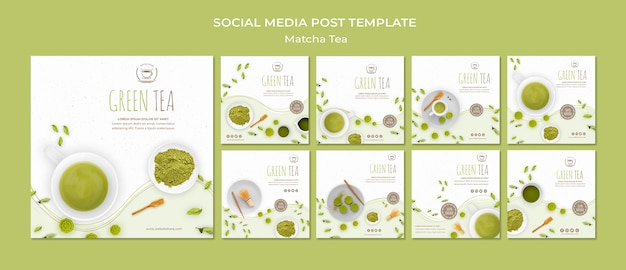 Bezpłatny plik PSD szablon zielonej herbaty mediów społecznościowych posty