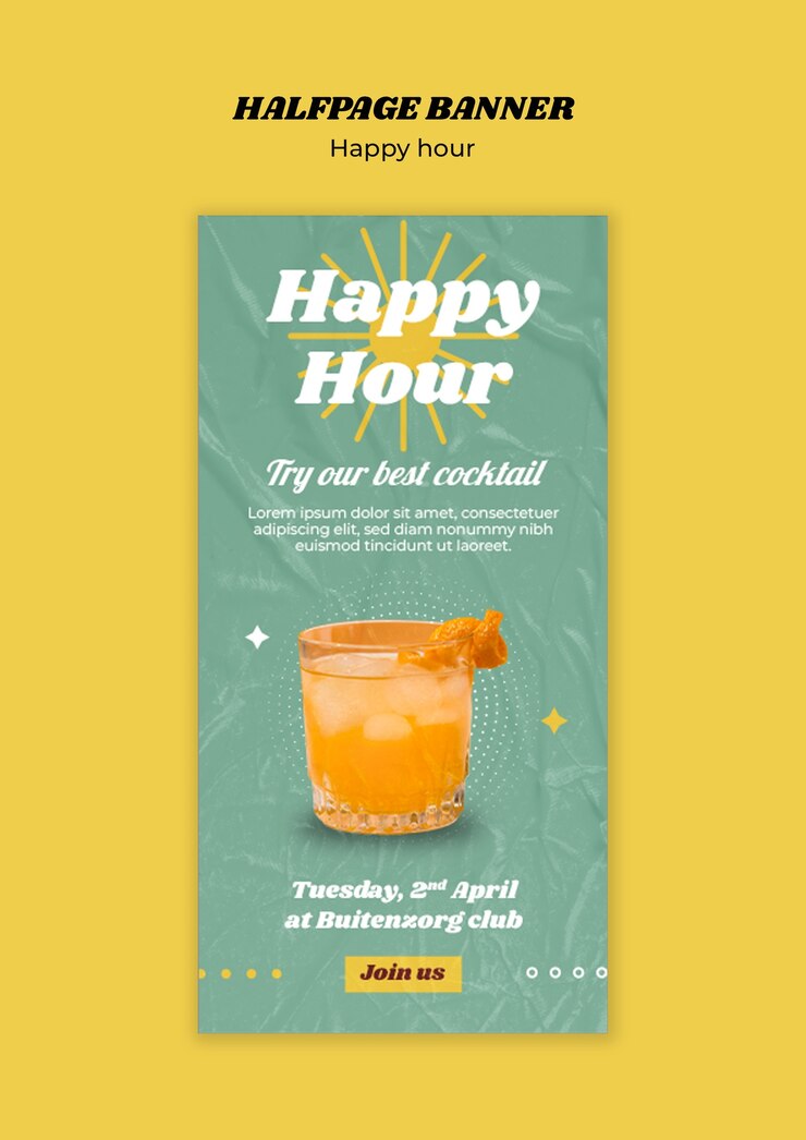 Bezpłatny plik PSD szablon zniżki happy hour