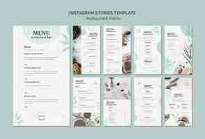 Bezpłatny plik PSD szablony historii na instagramie z menu restauracji