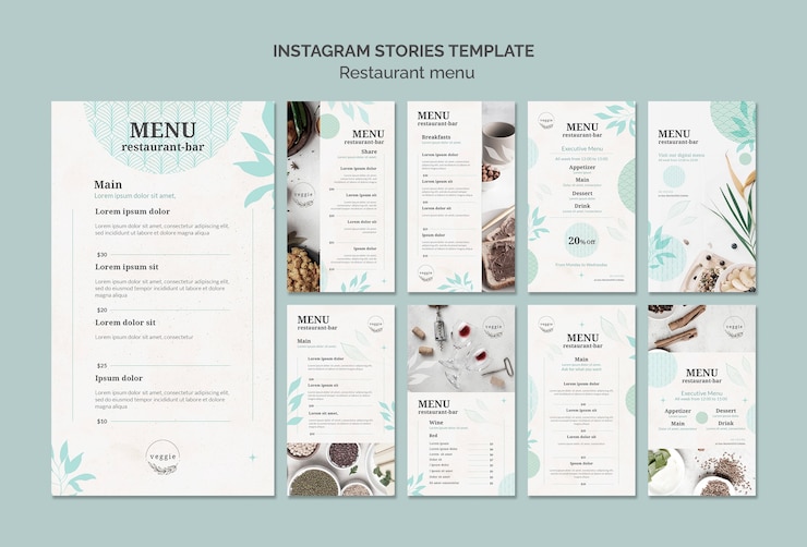 Bezpłatny plik PSD szablony historii na instagramie z menu restauracji