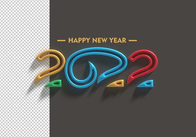 Szczęśliwego Nowego Roku 2022 3D Render Przezroczysty Plik Psd