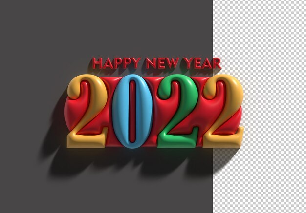 Szczęśliwego Nowego Roku 2022 3D Render Przezroczysty Plik Psd