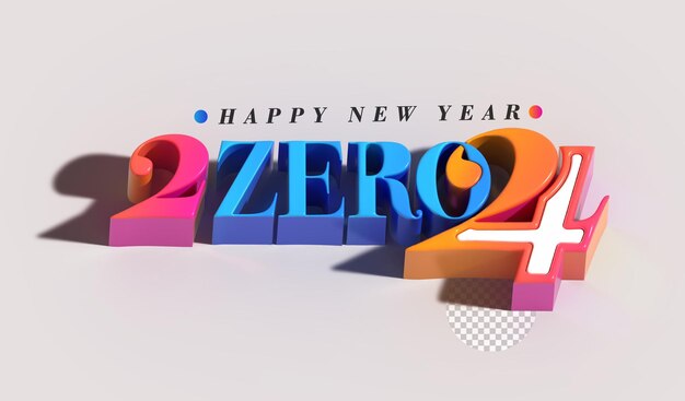Szczęśliwego Nowego Roku 2024 Napis Typograficzny Przezroczysty Psd