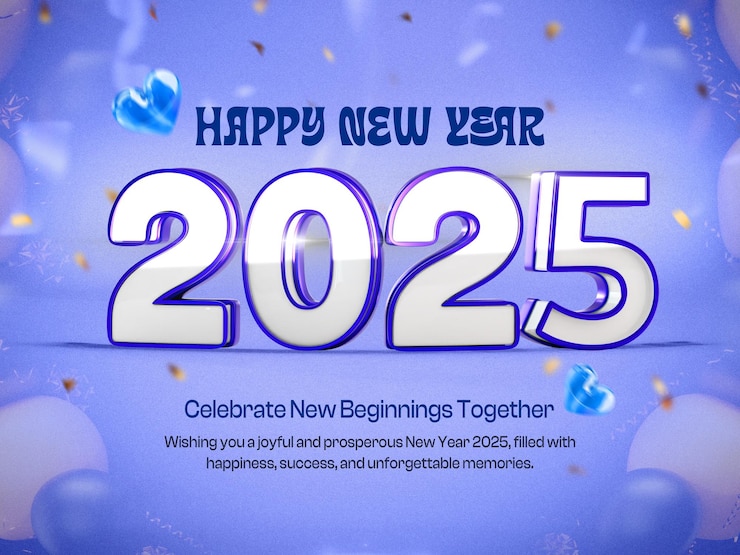 Bezpłatny plik PSD szczęśliwego nowego roku 2025 3d banner design template