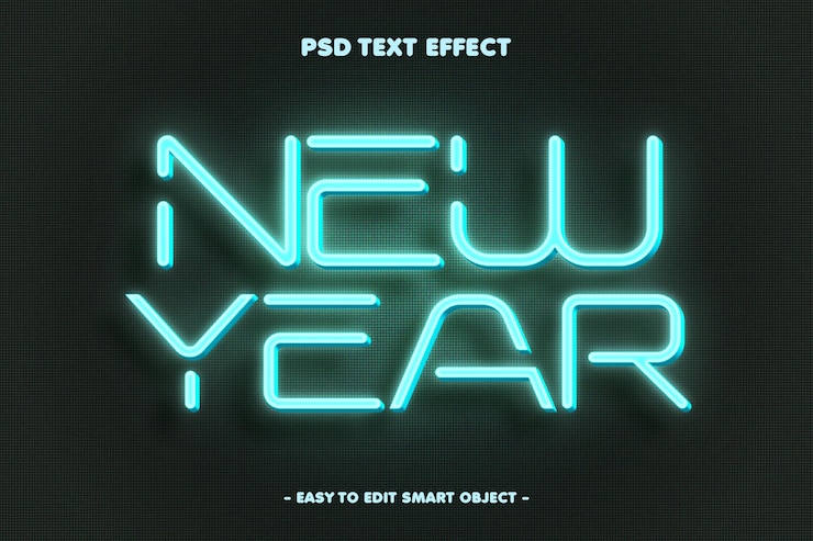 Bezpłatny plik PSD szczęśliwego nowego roku 2025 neon style editable text effect