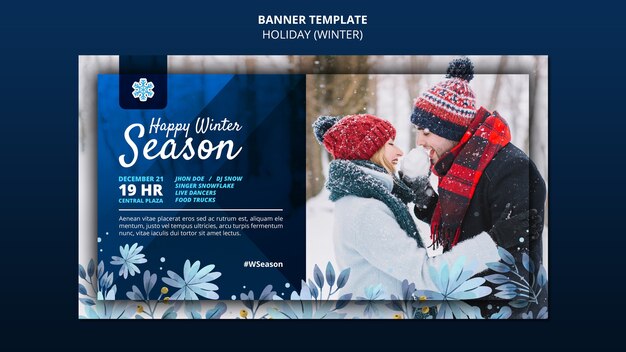 Bezpłatny plik PSD szczęśliwy baner sezonu zimowego