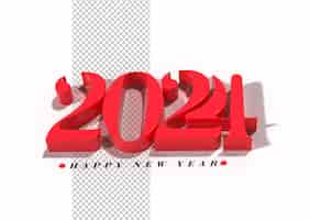 Bezpłatny plik PSD szczęśliwy nowy rok 2024 lettering typograficzny przejrzysty psd