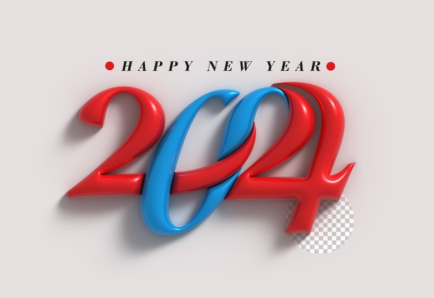 Bezpłatny plik PSD szczęśliwy nowy rok 2024 lettering typograficzny przejrzysty psd