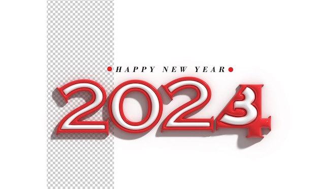 Szczęśliwy Nowy Rok 2024 Lettering Typograficzny Przejrzysty Psd