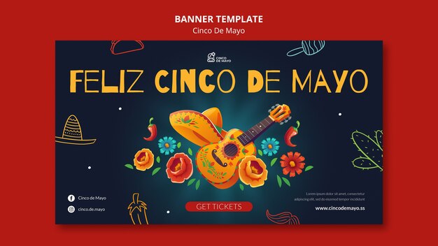 Szczęśliwy poziomy baner cinco de mayo