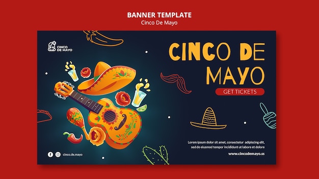 Szczęśliwy szablon banera cinco de mayo