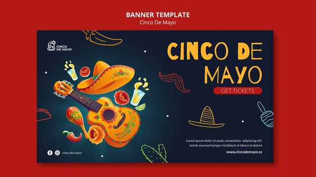 Szczęśliwy szablon banera cinco de mayo