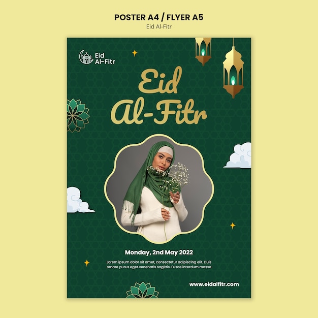 Bezpłatny plik PSD szczęśliwy szablon plakatu wydarzenia eid al-fitr