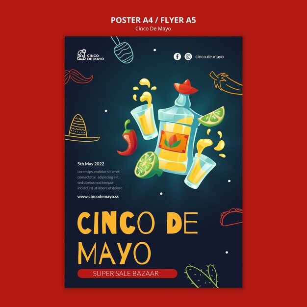 Szczęśliwy szablon ulotki cinco de mayo