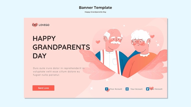 Bezpłatny plik PSD szczęśliwy transparent dzień dziadków