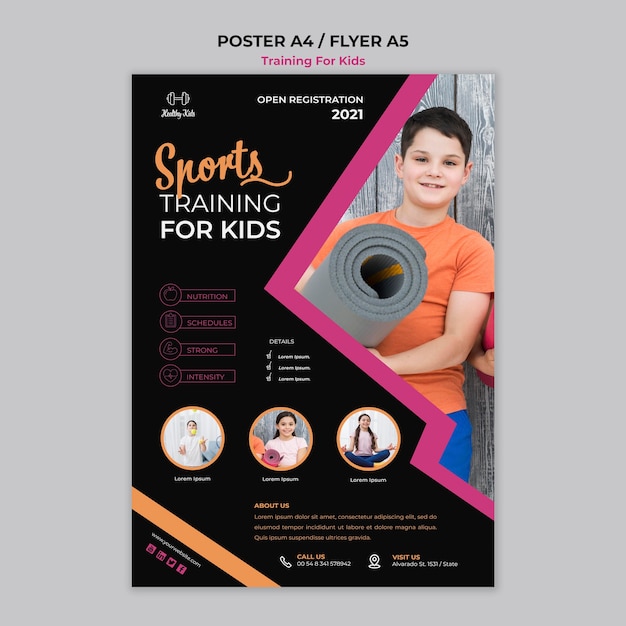 Bezpłatny plik PSD szkolenie dla dzieci w stylu plakatu