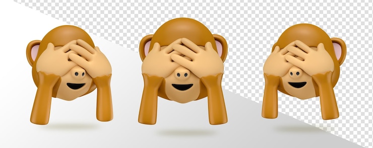 Bezpłatny plik PSD three wise monkeys 3d render z przezroczystym tłem