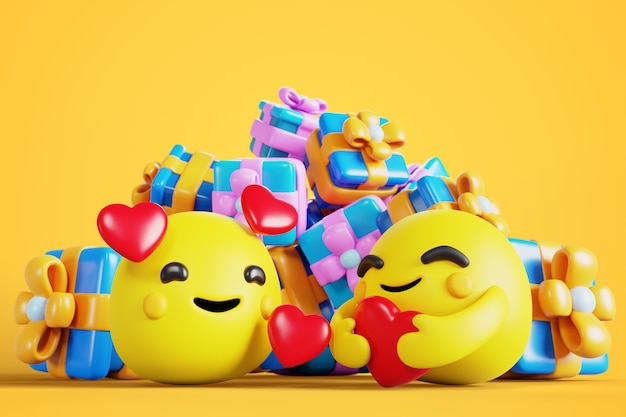 Tło 3d Z Nowoczesnymi Emoji